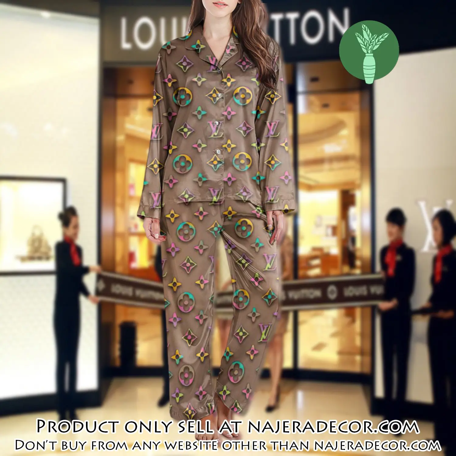 Lv monogram long satin pajama set pjs1003 njr3803595